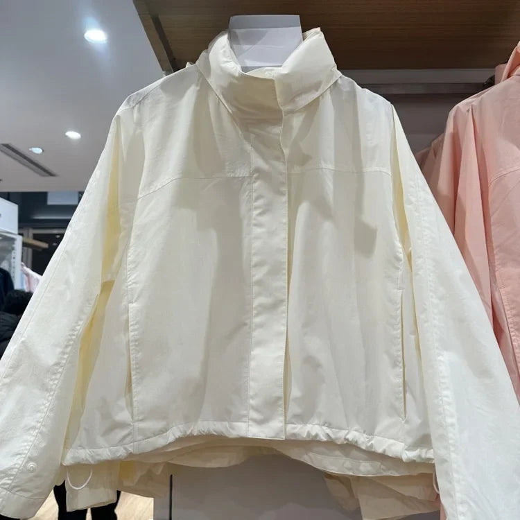 Mumaroho 2026 Autumn Winter Women Windbreaker Jacket Windproof Solid Long Sleeve Outdoor Sport Hooded Thin Coat Jacket For Women