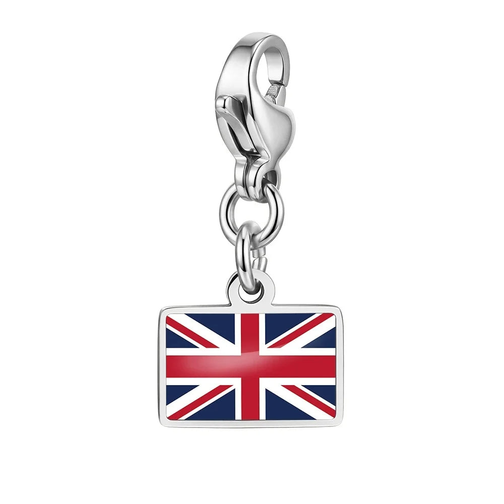 10mm Country Flag Charms Pendant Necklace Bracelet Keychain Bagchain Stainless Steel  Jewelry A Commemorative Gift For A Friend