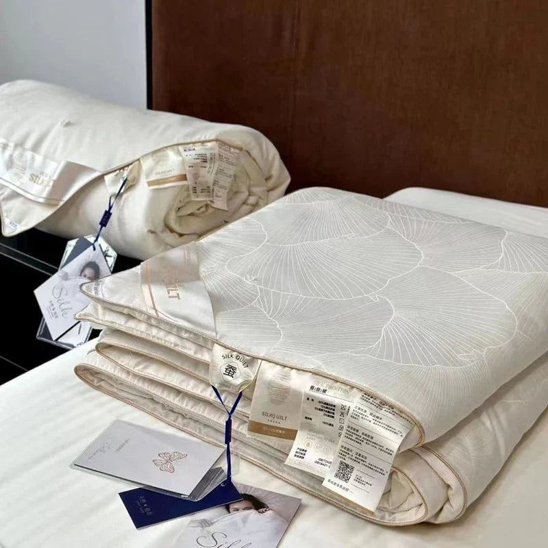 100% Natural Silk Quilt Lyocell Fiber Duvet Queen Size Summer Blanket White Luxury Jacquard Bedding Single Double Bed Comforter