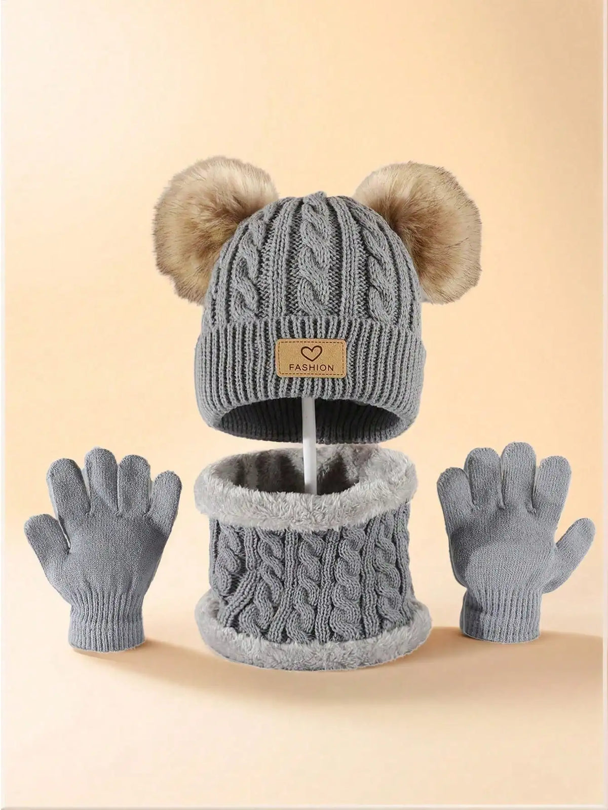 3PC 2-12Y Autumn and Winter Children's Hats and Neck Gloves Set, Cute, Comfortable and Warm, Hats for Boys and Girls