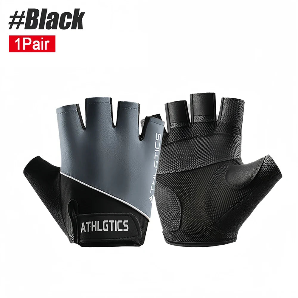 1Pair Breathable Cycling Gloves Workout Gym Gloves for Men Women Weight Lifting Fingerless Gloves Training Exercise Fitness