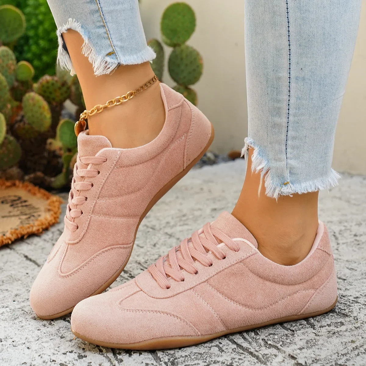 Women's Casual Flat-soled Non-slip Wear-resistant Sport Shoes Spring Autumn Round-toe Soft and Comfortable Women Single Shoes