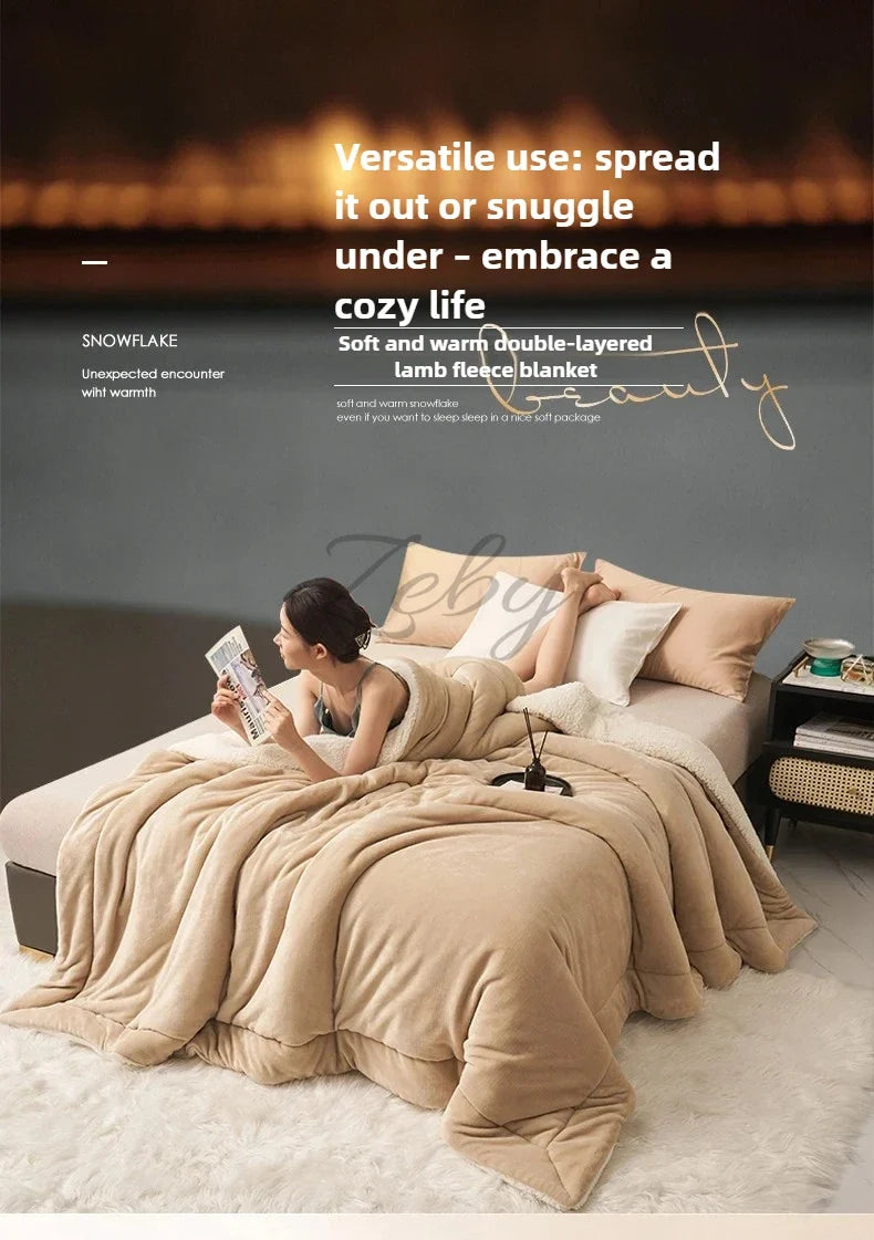 Spring Imitation Lambswool Multi-functional Blanket Queen Blankets for Bed Soft Plush Comfortable Milk Fleece Blanket for Throw