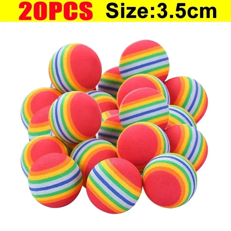 10-100x Colorful Cat Toy Ball EVA Bite-Resistant Elastic Rainbow Ball Kitten Puppy Chewing Training Interactive Toy Pet Supplies