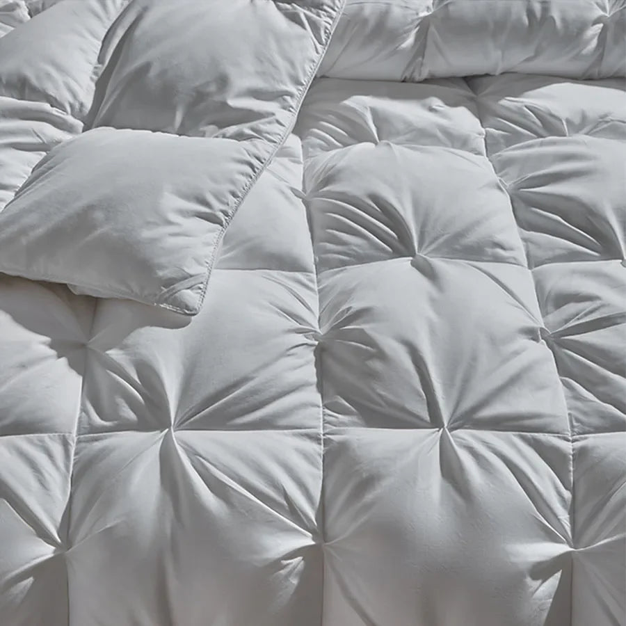 Luxury 100% White Goose down Comforter Winter Warm Duvet Extra Large Double Single Lightweight 3D Bread Design Pleated Edge