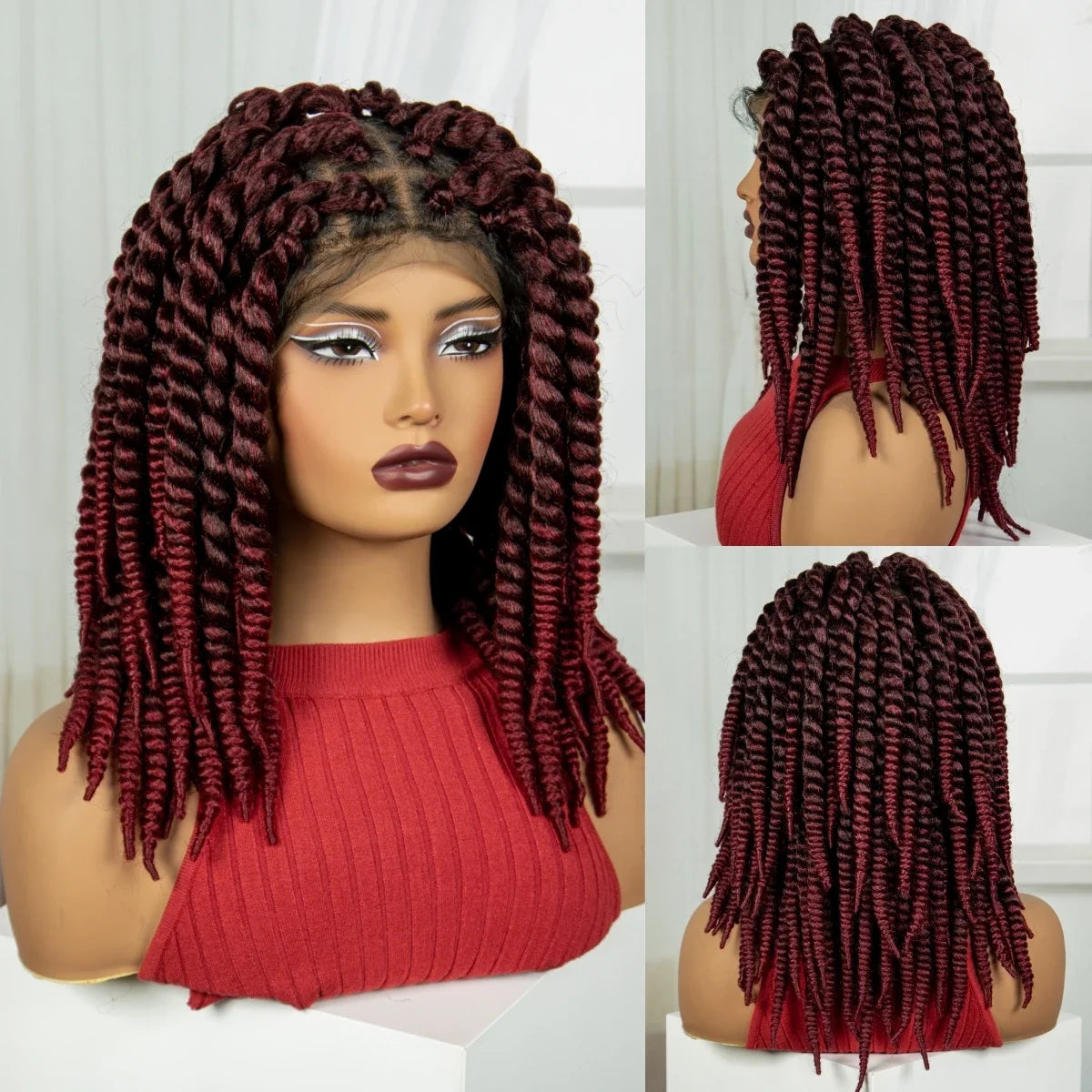 16" Knotless Box Twist Braided Wig | HD Full Lace | Natural Lace Front | Baby Hair | Synthetic Hair