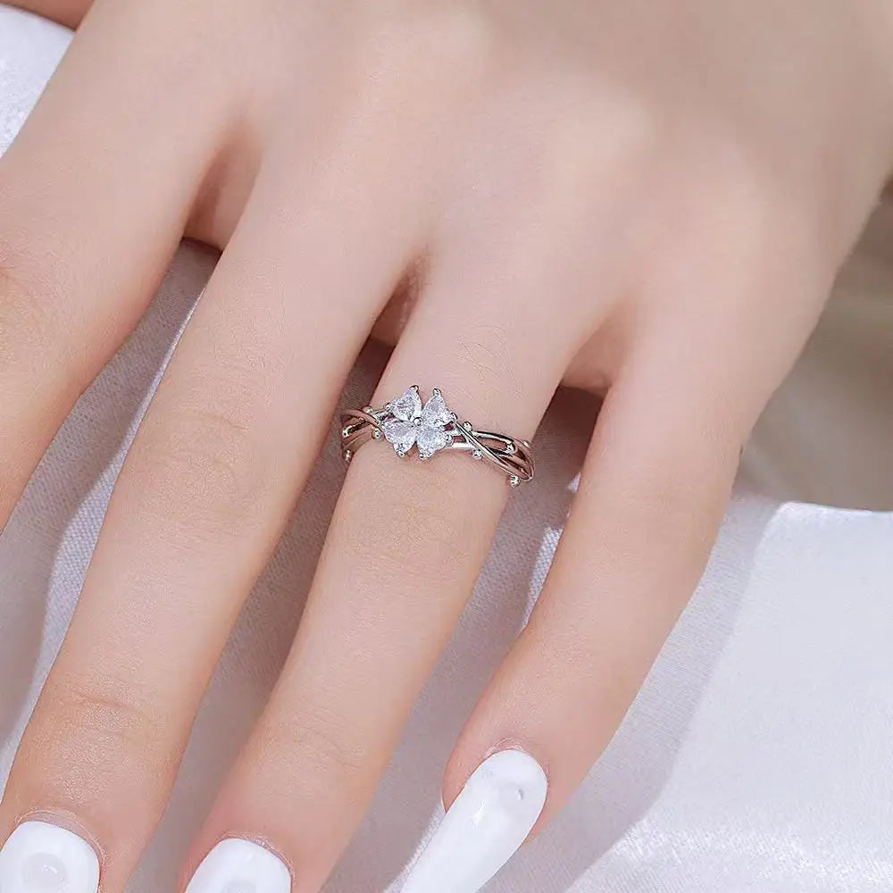Fashion Creek Two Full Diamond Zircon Sunflower Pendants Rotating Women's Finger Rings Fashion Daily Wear Jewelry Gifts