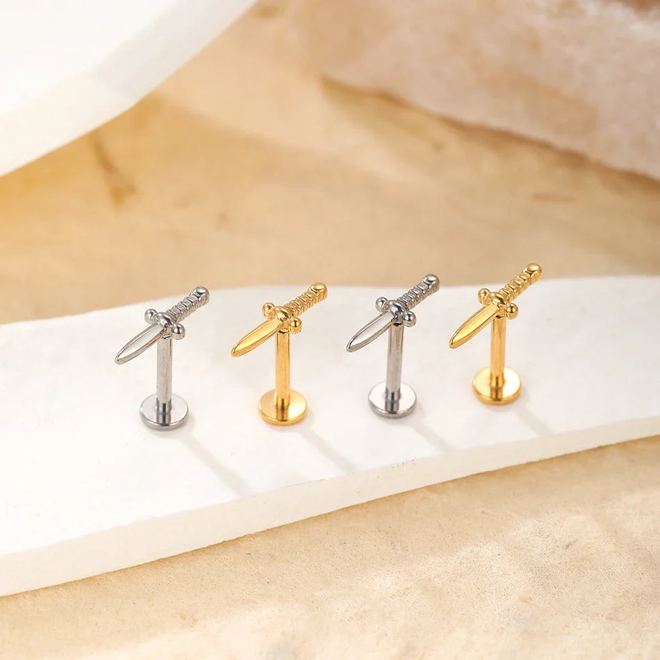 1Pc G23 Titanium Cartilage Stud Earrings for Women Lip Stud Labret Piercing Helix Daith Piercing Body Jewelry