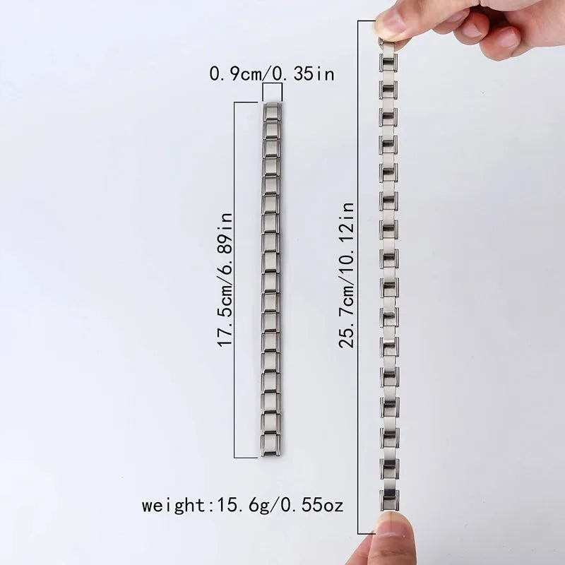 Unisex Minimalist Italian Modular Bracelet Stainless Steel Square Elastic Spliced Titanium Steel Polished Chain