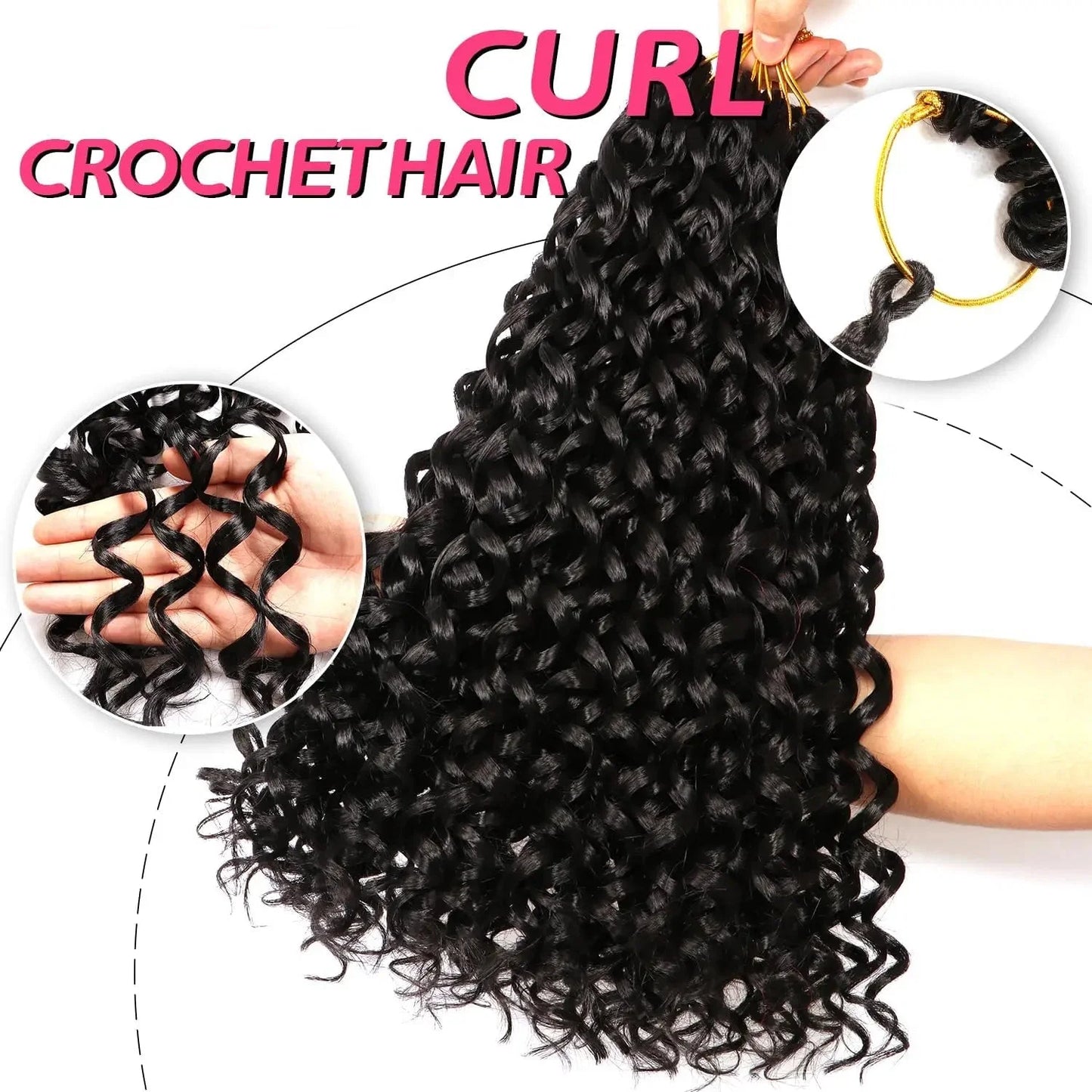 Beach Curl Crochet Hair | Bohemian Deep Wave Braids | 18 Strands per Pack