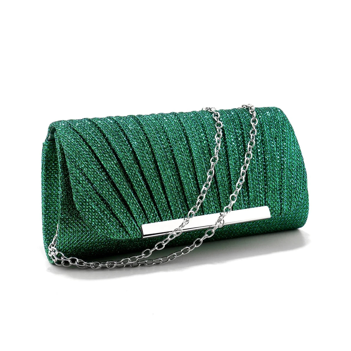 Metal Luxury Women Evening Bags | Ruched Design Sequined Small Envelope Shaped Box Party Wedding Event Handbags Purse