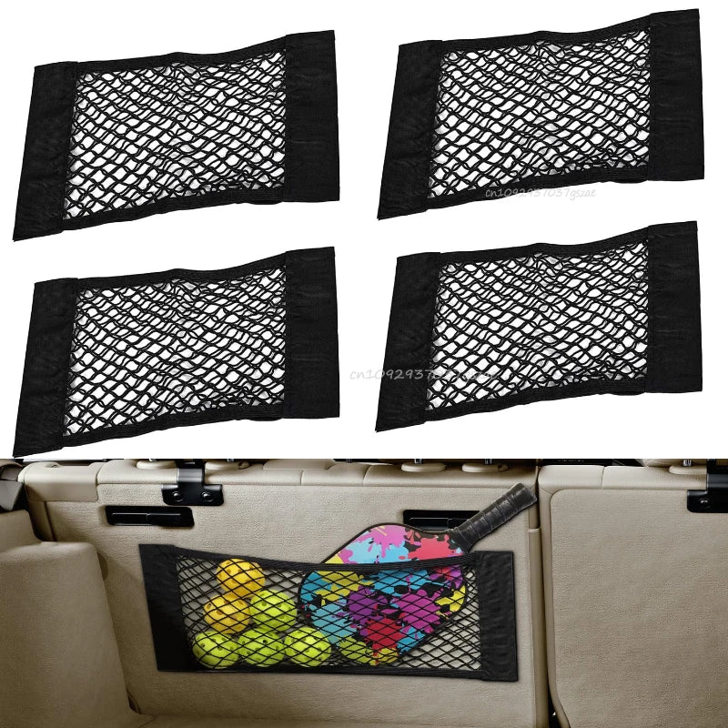 Car Storage Net Stretchable Mesh Pocket Net Magic Elastic Sticker Universal Rear Mesh Trunk Seat Bag Pocket Cage Auto Organizer