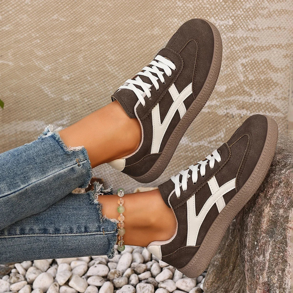 Women Sneakers 2026 Fashion Casual Flats Vulcanize Shoes Round Toe Lace Up Comfortable Flat Shoes for Women Zapatos De Mujer