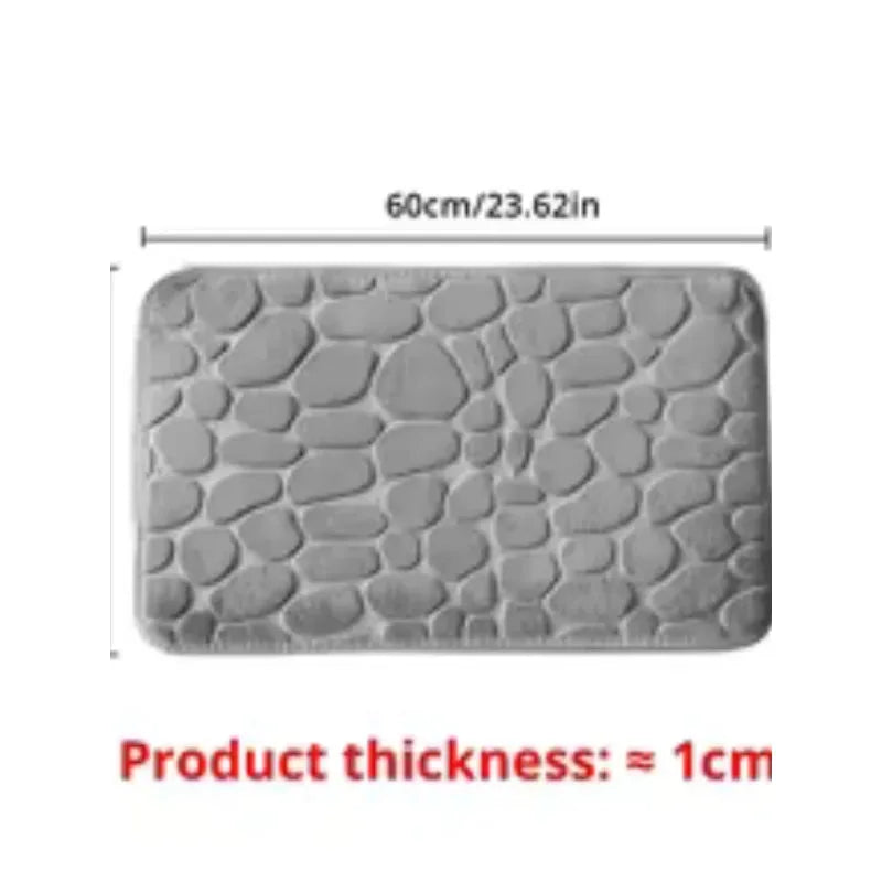 1PC Memory Foam Velvet Carpet Embossed Non-Slip Mat for Bathroom Living Room Cobblestone Floor Home Decorative Rug
