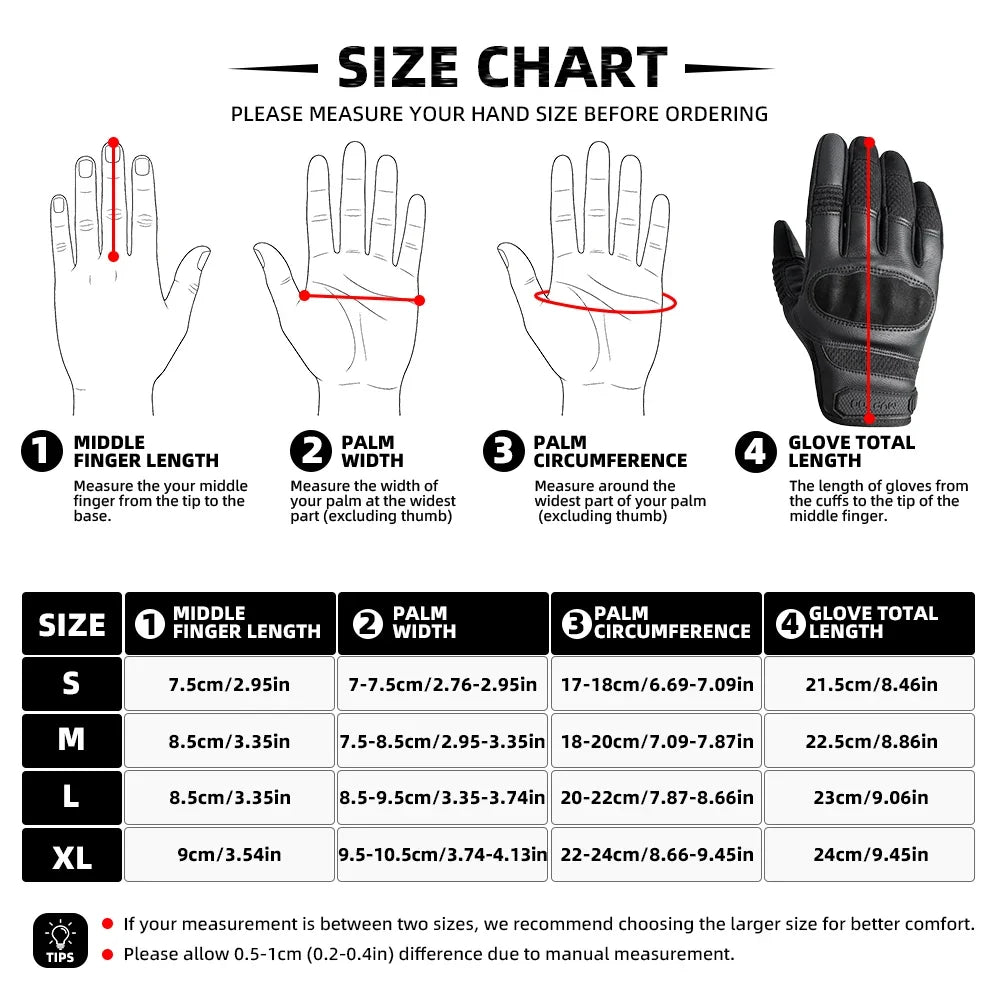 Touchscreen PU Leather Motorcycle Gloves Racing Pit Bike Riding Motorbike Moto Motocross Enduro Non-slip Protective Gear Men
