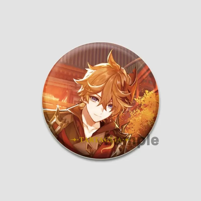 Genshin Impact Game Brooches 58mm Round Button Pins for Backpack Jackets Jewelry Cartoon Cosplay Badge Hutao Zhongli Xiao Badges
