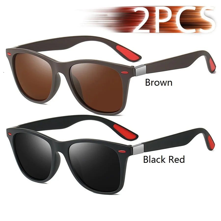 1-2-3PCS Fashion Vintage Square Unisex Driving Fishing Sunglasses Men Women Luxury Brand Designer Sun Glasses Anti-Glare Eyewear