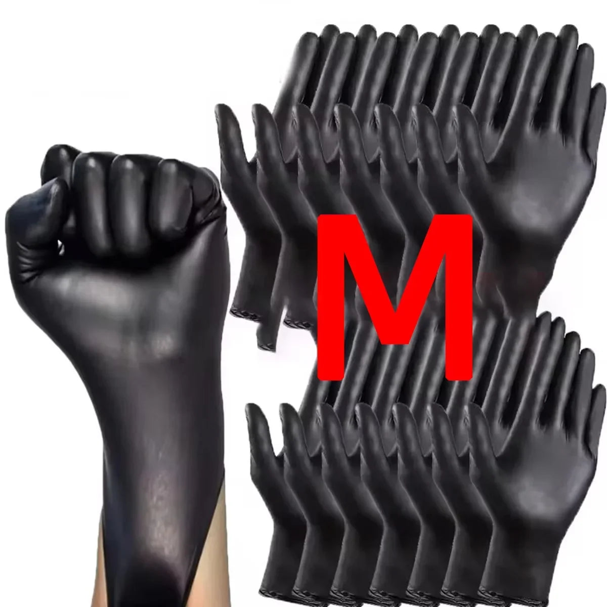 100/50/20/10pcs Black Nitrile Gloves Thickened Disposable Cleaning Hairdressing Gloves Waterproof Household Industrial Gloves