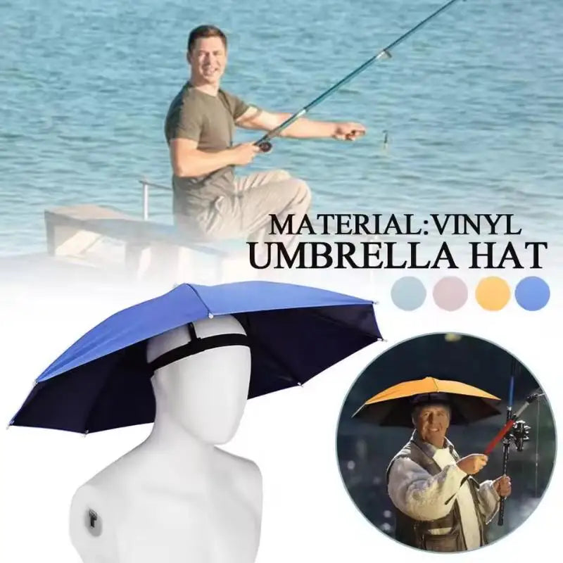 Foldable Head Umbrella Hat Windproof Fishing Head Wearing Sunshade Rain Gear Outdoor Portable Umbrella Camping Beach Head Hats