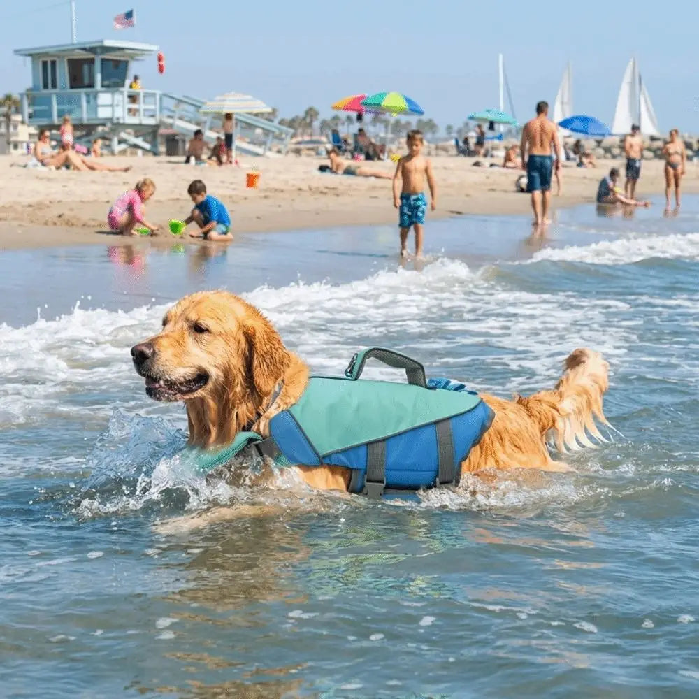 Pet Supplies Reflective Stripes Dog Life Jacket Adjustable Large Buoyancy Safety Vest Breathable Pet Life Vest Water Sports