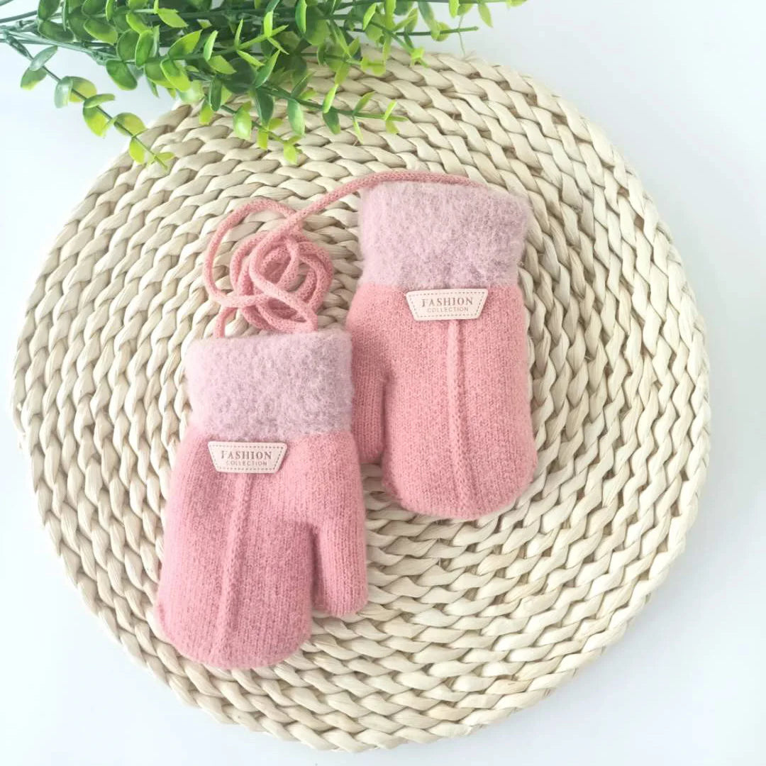 Autumn Winter Thicken Warm Children Gloves Knitting Mittens Baby Mittens Infant Toddler Soft Comfortable Thickened Winter Gloves