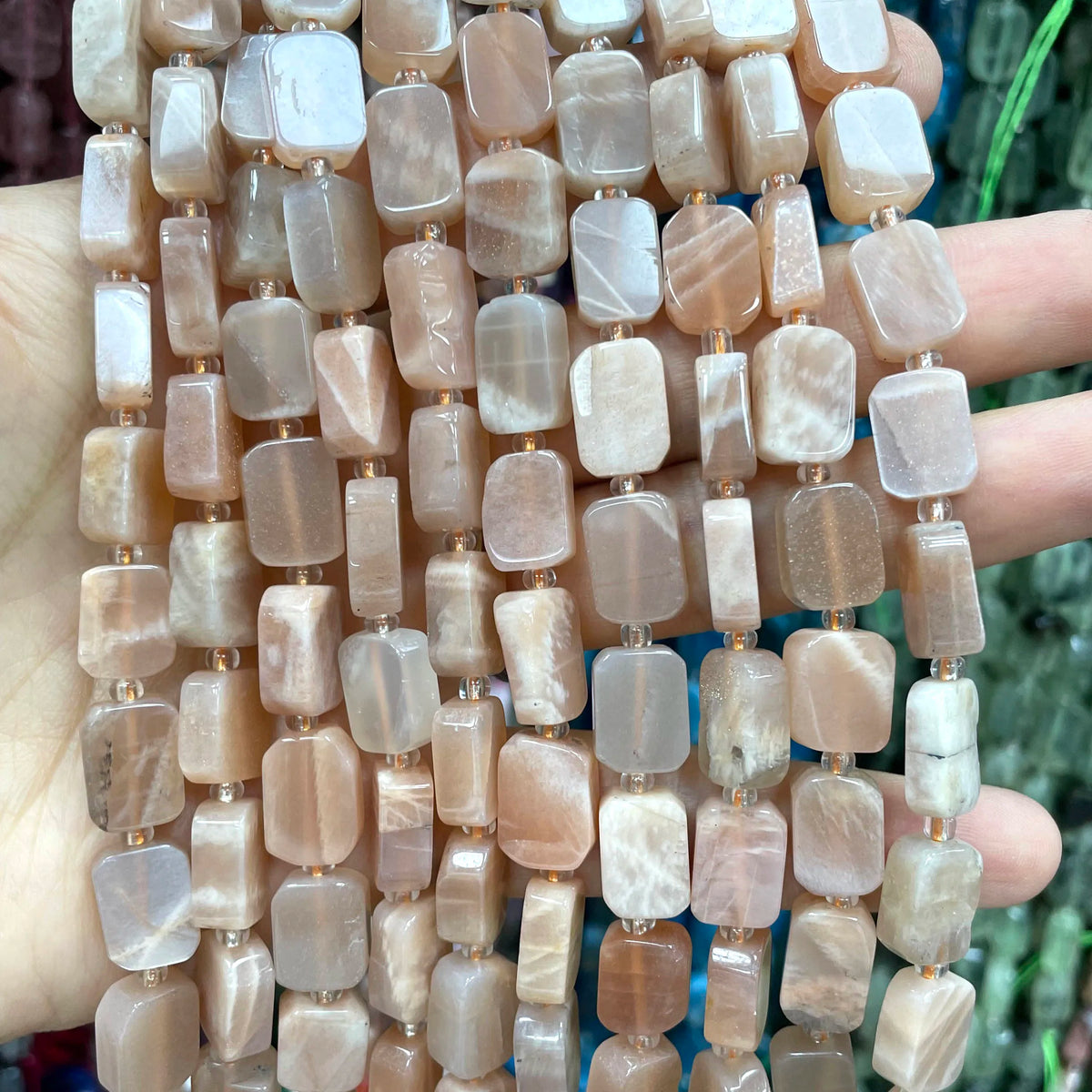 Natural Stone Flat Rectangle Amethyst Lapis Lazuli Quartz Apatite Spacer Beads For Jewelry Making Diy Bracelet Accessorie 8*12MM