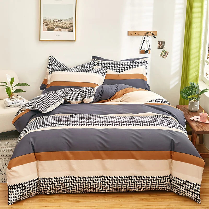 3PC 100% Cotton Duvet Cover Set Printing Bedding Set Cotton Soft Skin Friendly 1 Quilt Cover 2 Pillowcase