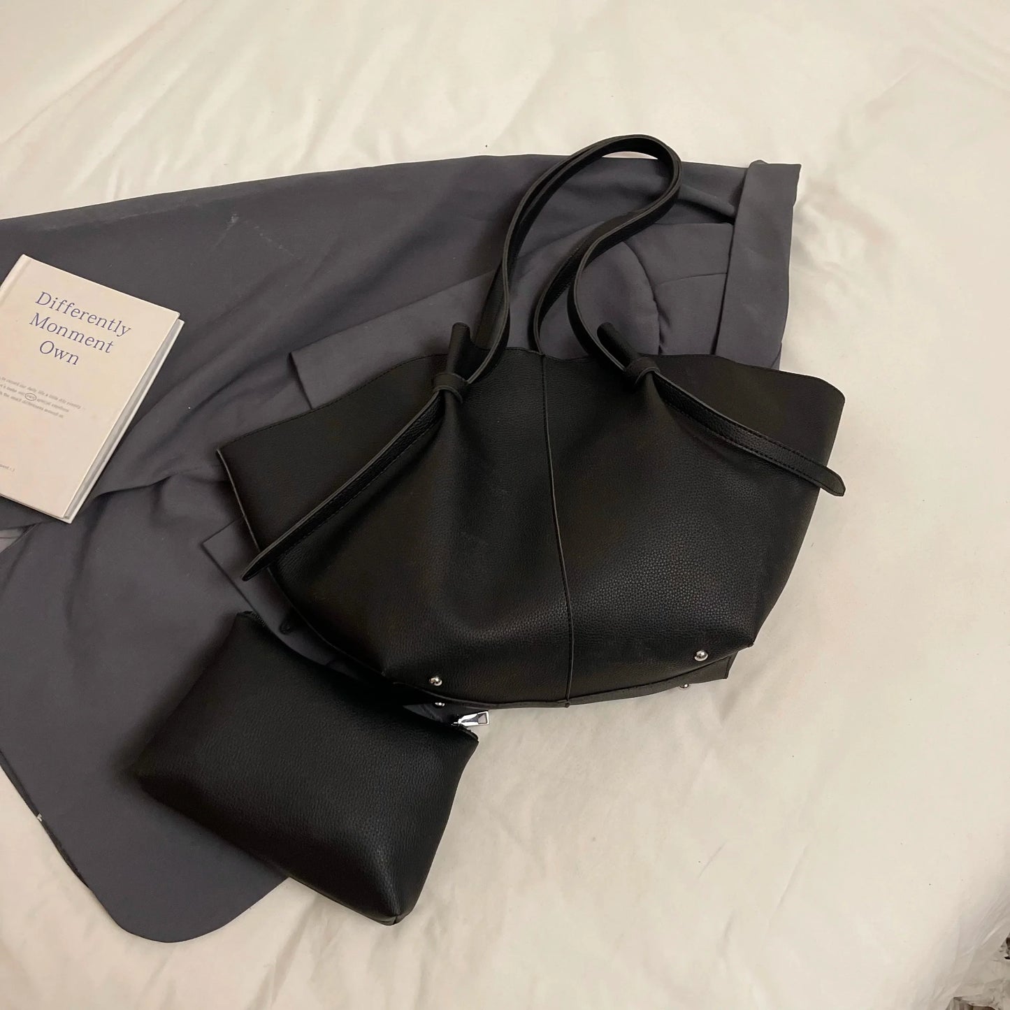 Luxury Designer 2-in-1 Shopper Tote Set | Branded Soft PU Leather Shoulder Handbag for Women (Big Capacity)