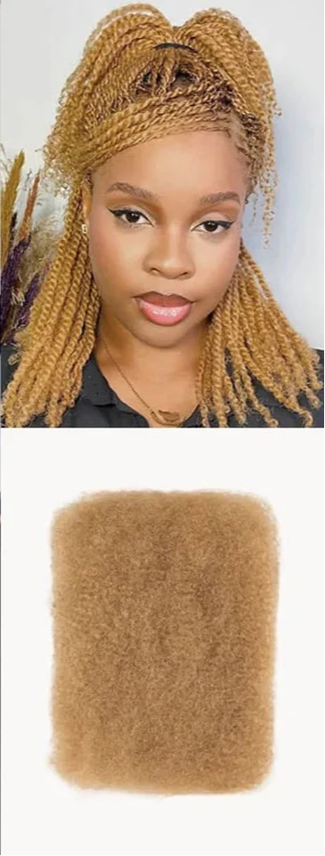 Rebecca Afro Kinky Bulk Human Hair for Braiding | Remy Virgin Brazilian Extensions (Multi-Color)