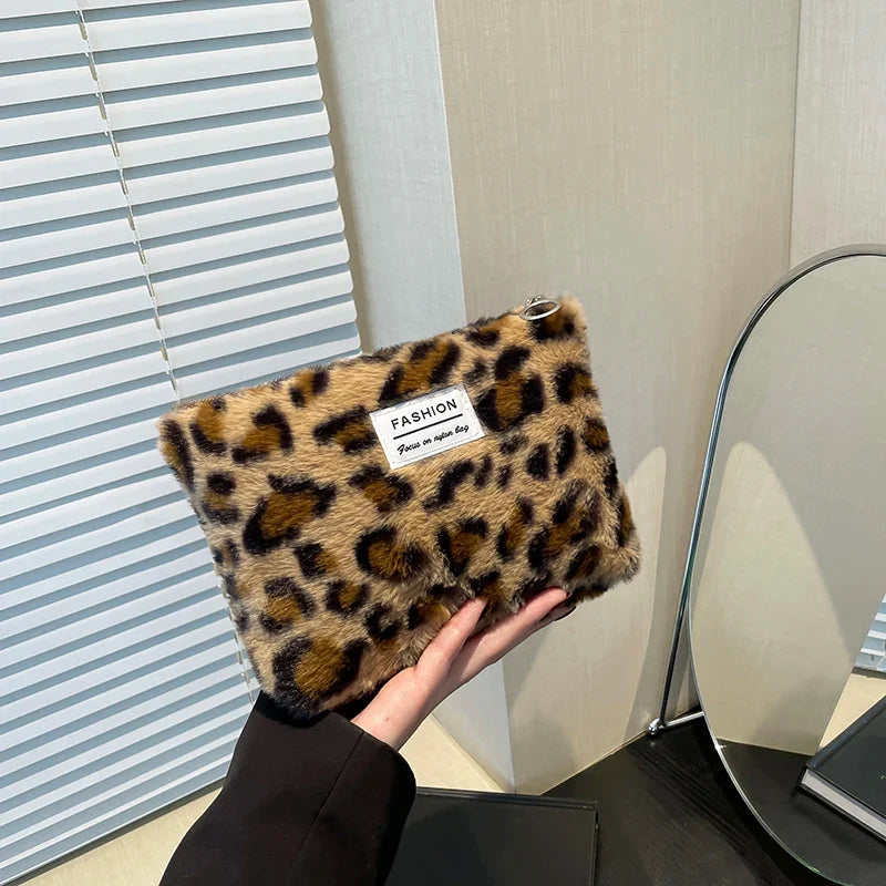 Leopard Print Makeup Bag | Soft Cotton Travel Toiletry Bag