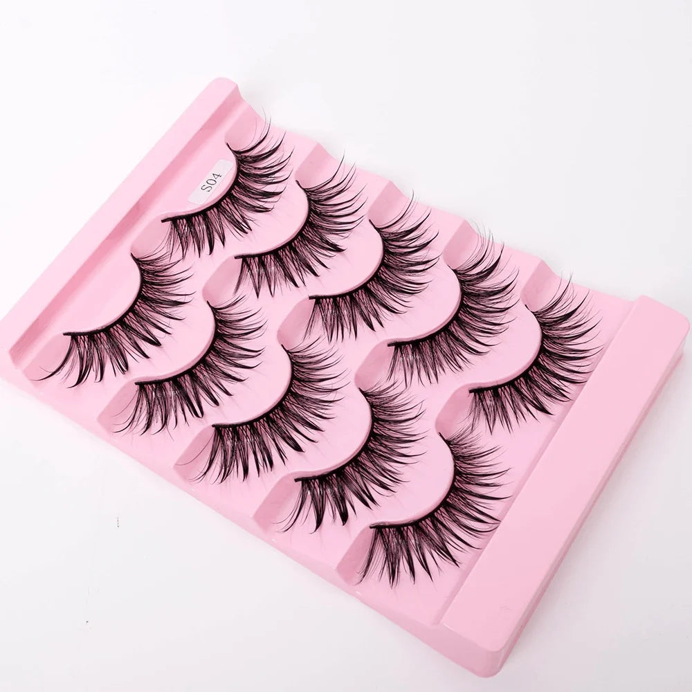 Yiernuo 1/5 Pairs Cosplay Anime Eyelashes Manga Lashes Dramatic Fairy Clusters Lashes Wet Look Lashes
