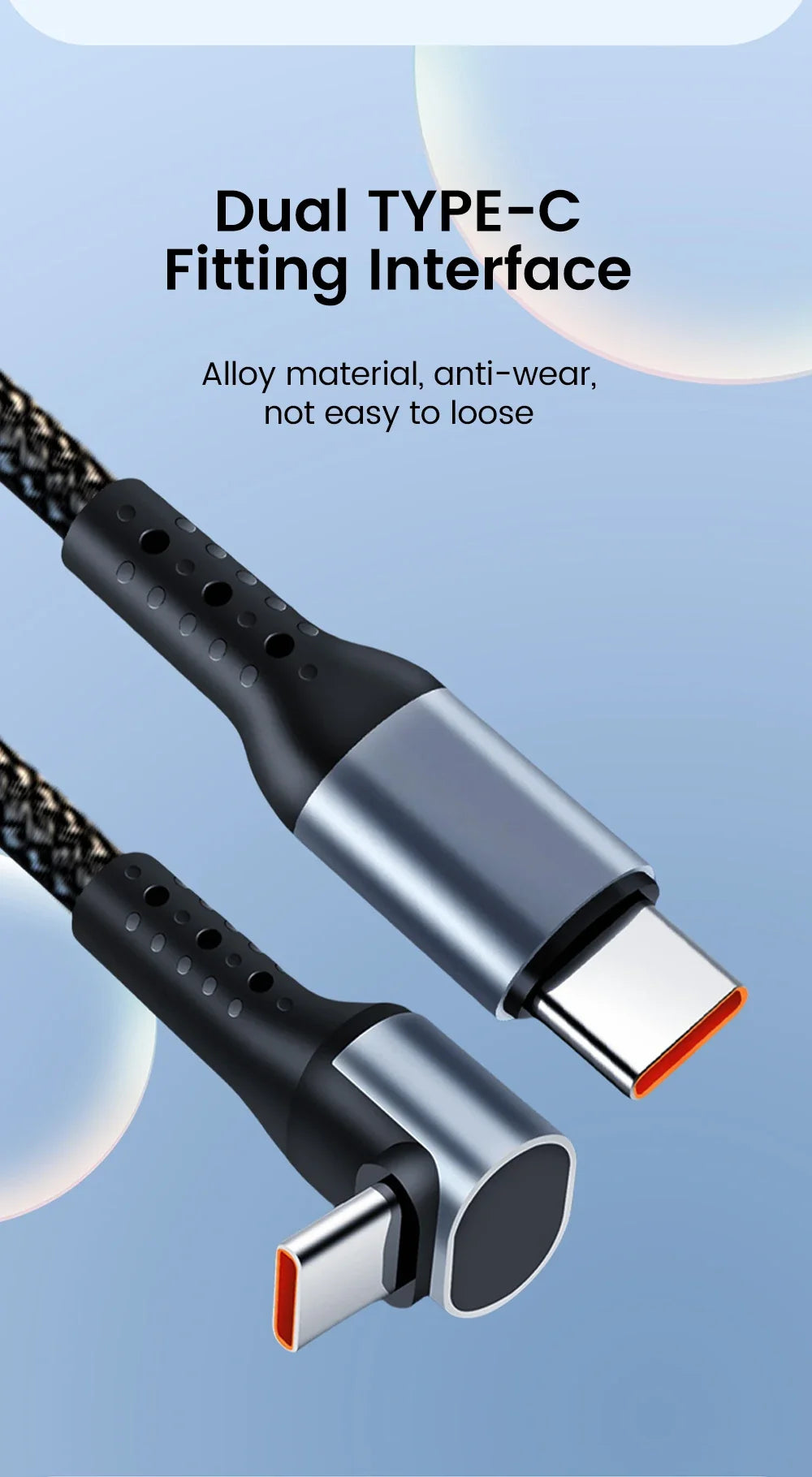 Crouch 90 Degree Short Cable USB Type C To Type C 6A 66W Fast Charge 25CM 50CM Power Bank USB C Cable For iphone Huawei Xiaomi