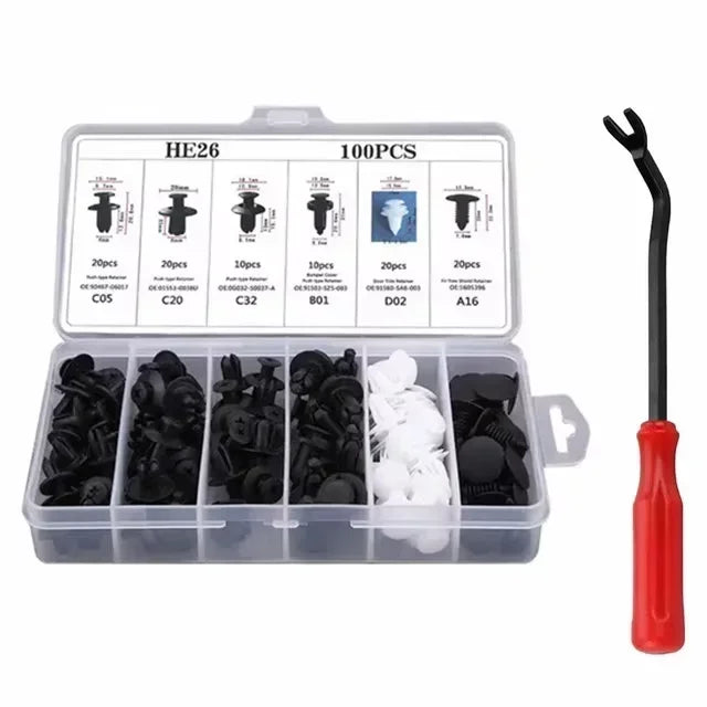 100/50PCS Auto Fastener Clips Kit - Multi-Size Retainers for Car Fender, Bumper, Door & Panel Trim