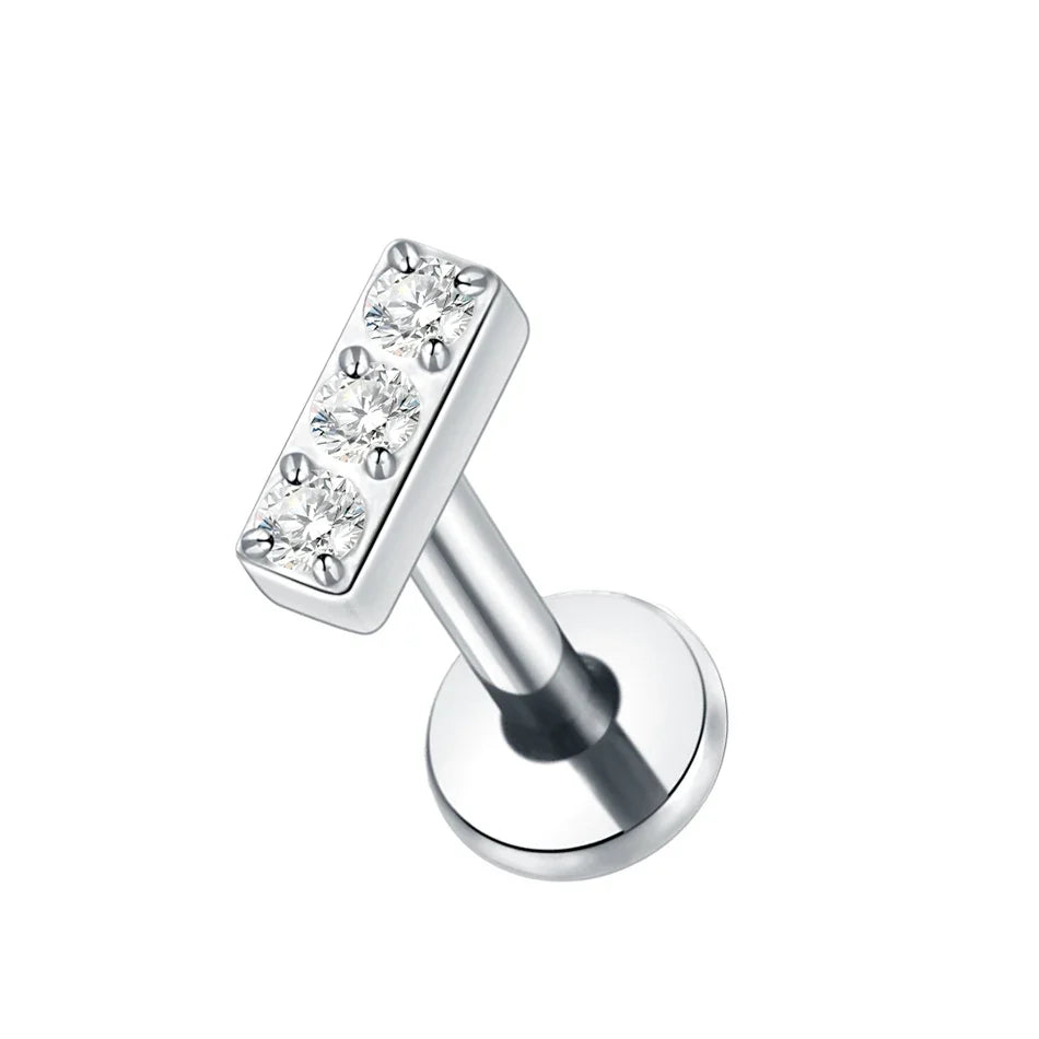 1Pc G23 Titanium Cartilage Stud Earrings for Women Lip Stud Labret Piercing Helix Daith Piercing Body Jewelry