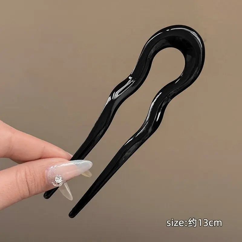 6Pcs  Women Girls Daily Hair Accessories Matte Geometric U-shaped Hair Fork Sticks Fashion Minimalist Updo Headwear