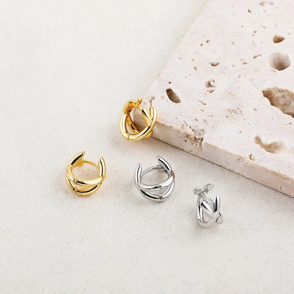 Criss-cross Gold Silver Colors Tiny HuggieHoop Earrings for Women Mini Small Ear Buckle Cartilage Piercing Earrings Punk Jewelry