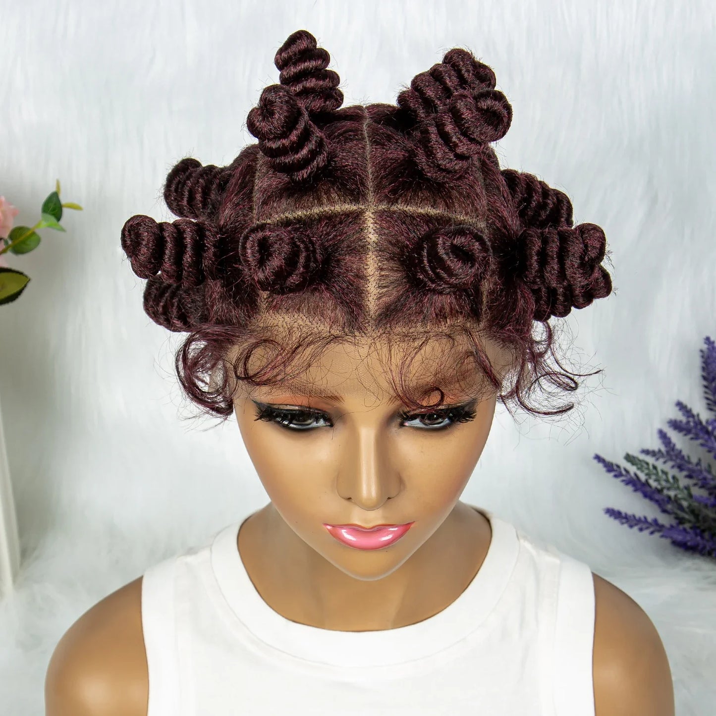 Knotless Braids Wig with Twist Buns | Full Lace African Braiding Hair