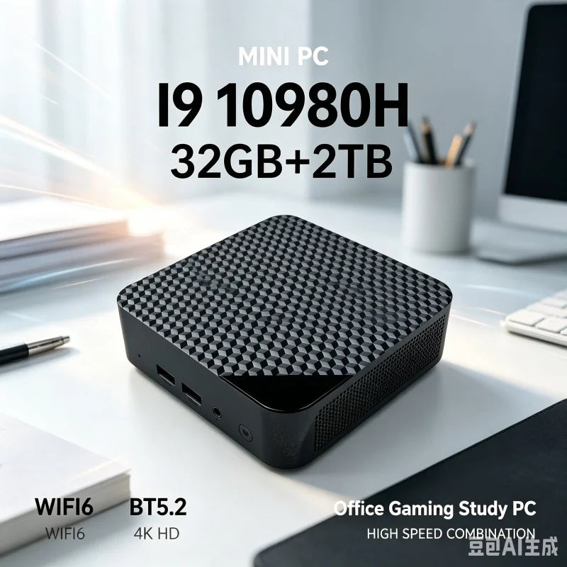 Compact Mini Gaming PC Intel i9 10980HK 16GB 32GB RAM 1TB 2TB SSD 4K HD Home Office Desktop Device
