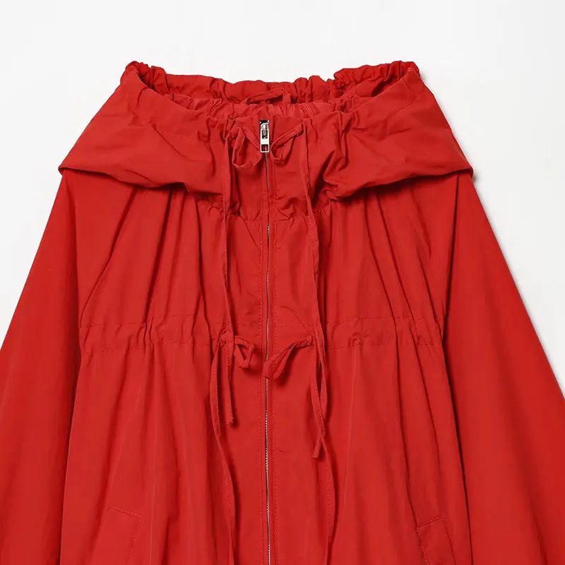 Nlzgmsj 2026 Spring Casual Hoodie Red Jackets Women Long Sleeve Zipper Short Coats Fashion Y2K Girl Outwears