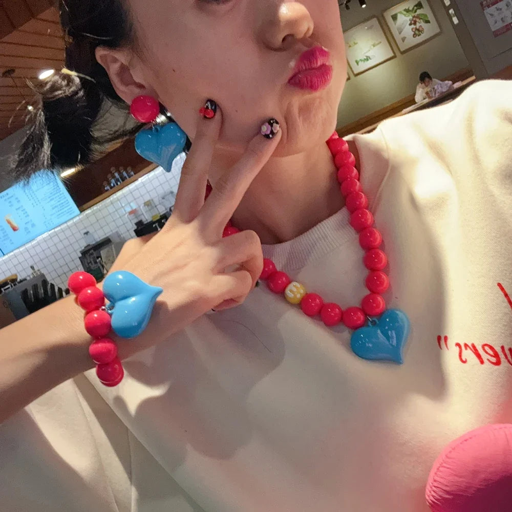 Fashionable Summer Pendant Necklace Simple And Elegant Bracelet Sweet Necklace New Heart-Shaped Jewelry Accessory