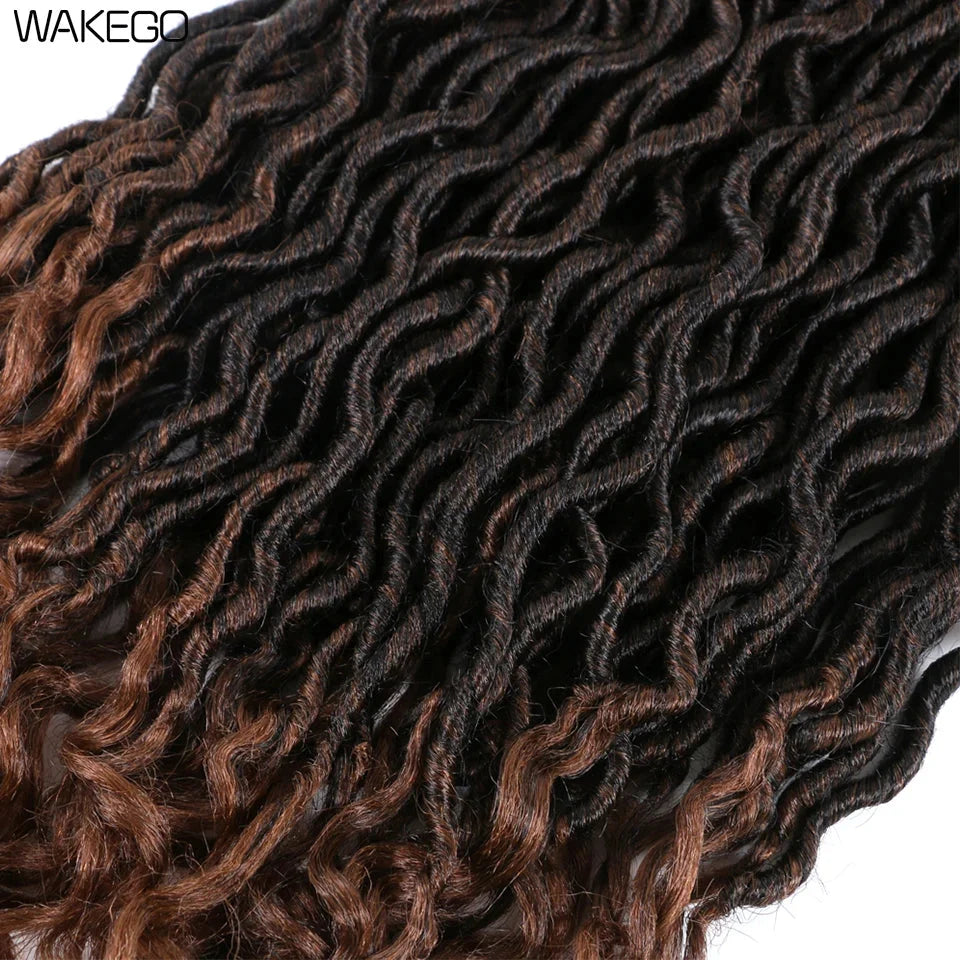 Goddess Faux Locs Crochet Hair | 18" Soft Curly Braids | Ombre Dreadlocks Extensions | 24 Strands/Pack