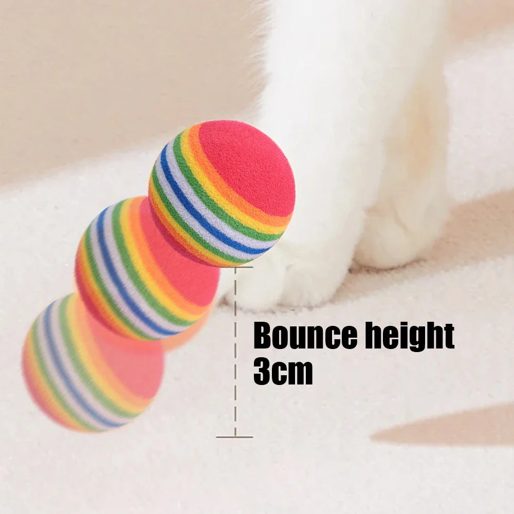 10-100x Colorful Cat Toy Ball EVA Bite-Resistant Elastic Rainbow Ball Kitten Puppy Chewing Training Interactive Toy Pet Supplies