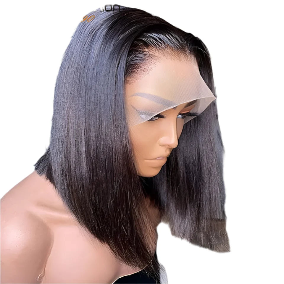 Short Straight Bob Lace Front Wig | 13x4 Brazilian Human Hair for Black Women (Pre-Plucked with Baby Hair)