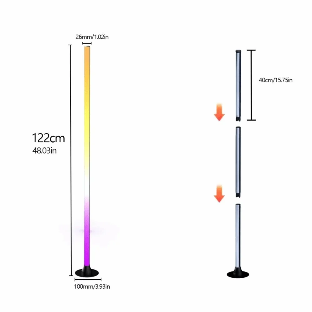 Remote Control Smart LED Floor Lamp Music Sync Dual Control Modes Corner Lighting Timer Function APP Control RGB Floor Lamp