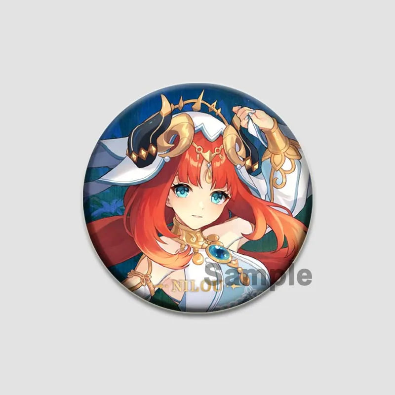 Genshin Impact Game Brooches 58mm Round Button Pins for Backpack Jackets Jewelry Cartoon Cosplay Badge Hutao Zhongli Xiao Badges