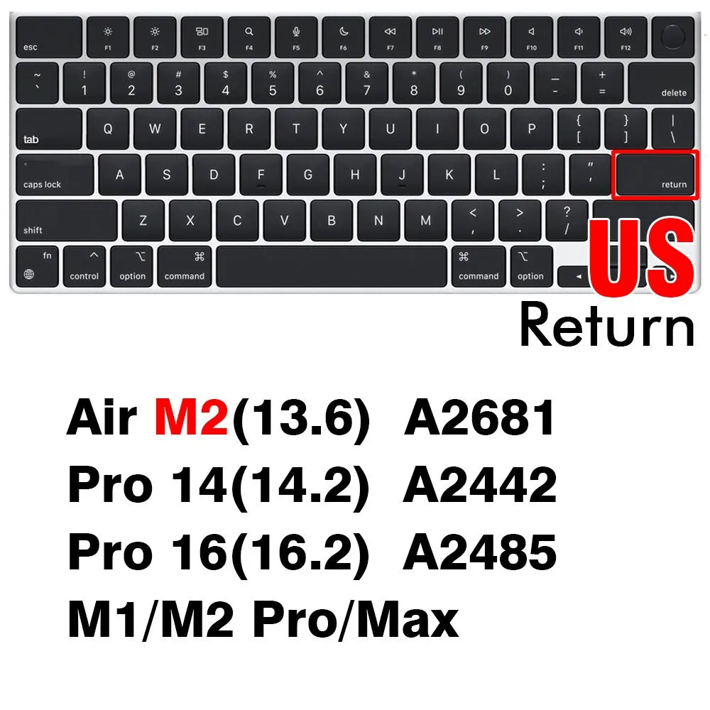 Keyboard Cover For Macbook Air 13 M2 Pro 13 M1 Pro 14 16 Max Silicone Protector Skin Case A2337 A2338 A2442 A2779 A2681 A2485
