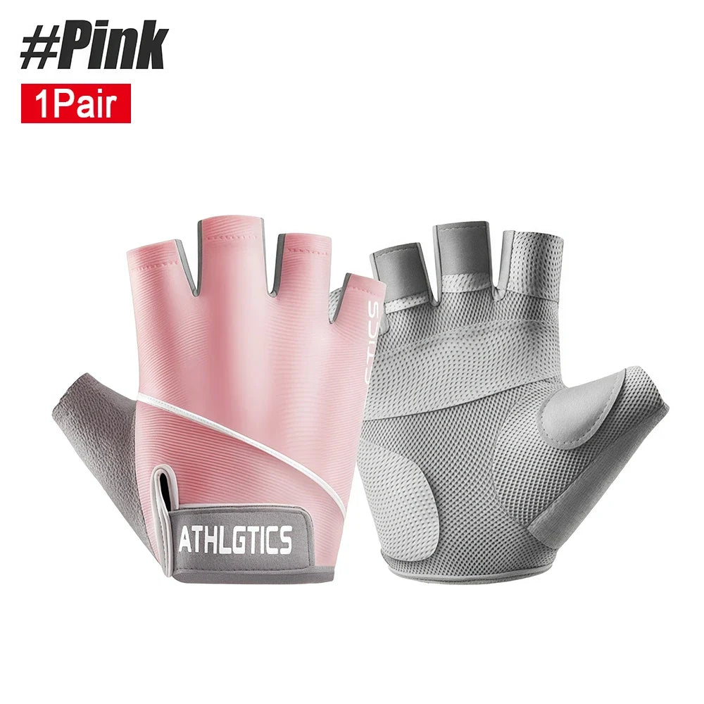 1Pair Breathable Cycling Gloves Workout Gym Gloves for Men Women Weight Lifting Fingerless Gloves Training Exercise Fitness
