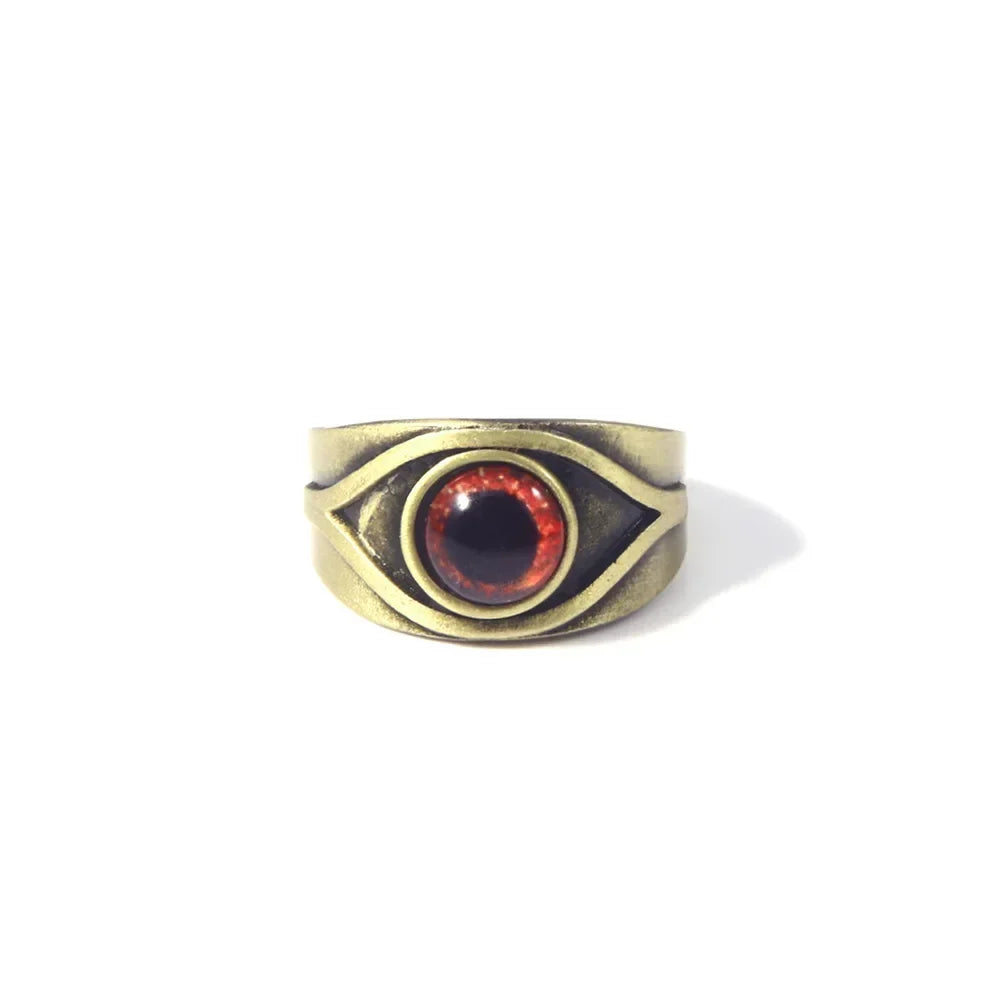 Men's Minimalist Niche Hip Hop Punk Red Maroon Eyes Cosplay Ring Character Props Retro Creative Trend Ring Personalized Jewelry