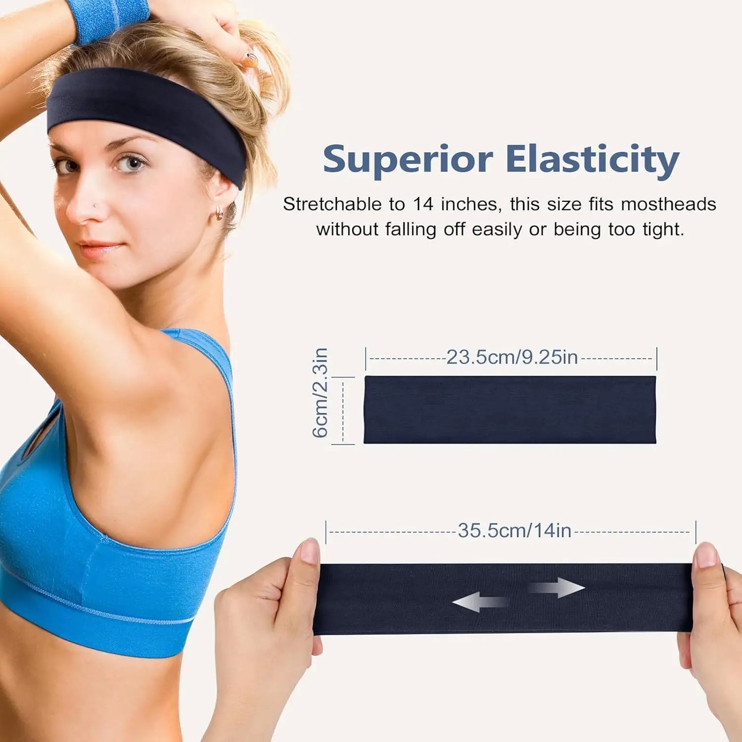 6pcs Simple Basic Solid Color Sports Yoga Headband to Absorb Sweat For Men and Women