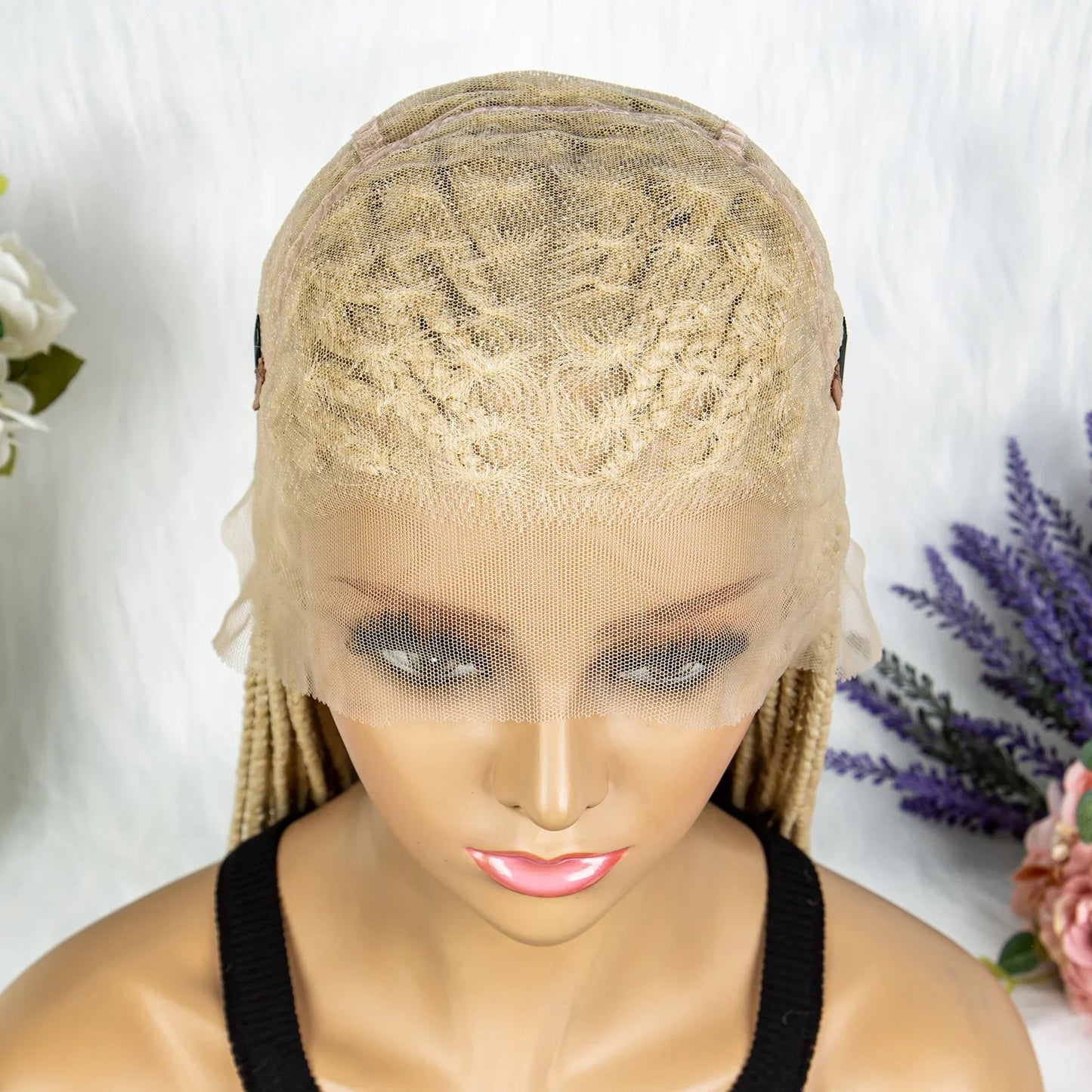 HD Full Lace Knotless Box & Cornrow Braided Wig | Transparent Lace | Synthetic Crochet Braids for Black Women